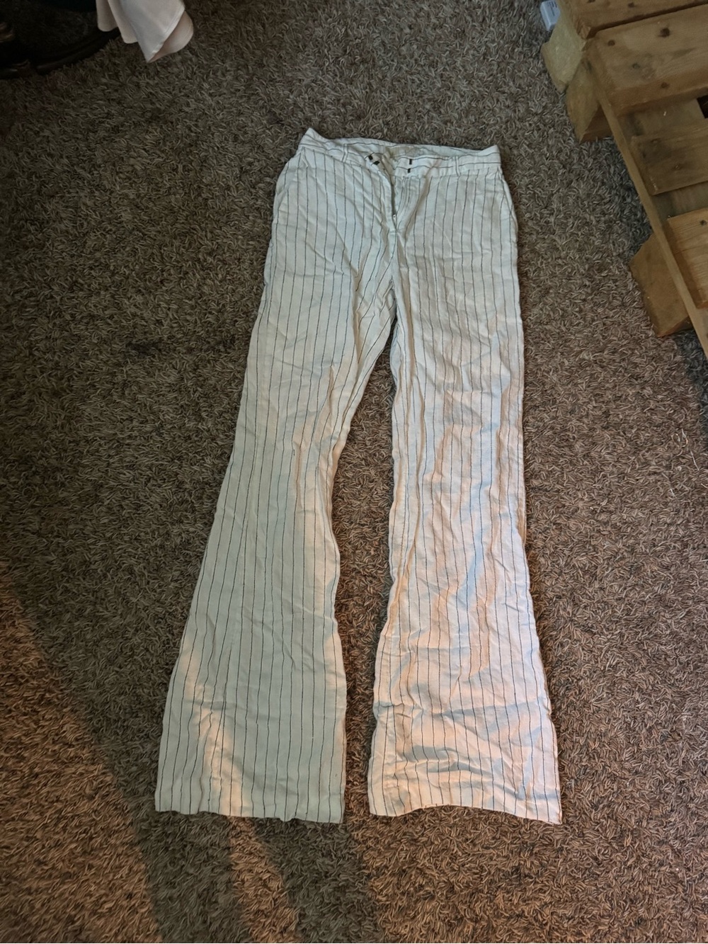 Michael Kors Cream Pinstripe Boot Cut Pants